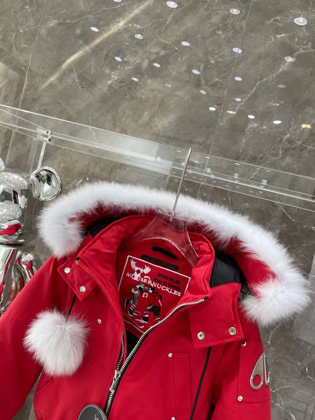 Moose Knuckles Hooded Down Bomber Jacket